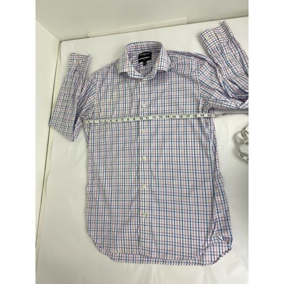 Bonobos Button-Down Shirt Pink and Blue Check Slim Fit Stretch - Size 16 * 36 - Picture 4 of 8
